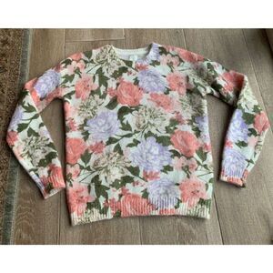 NWOT Joie Floral Crew Neck Mohair Wool Blend SWEATER sz XS